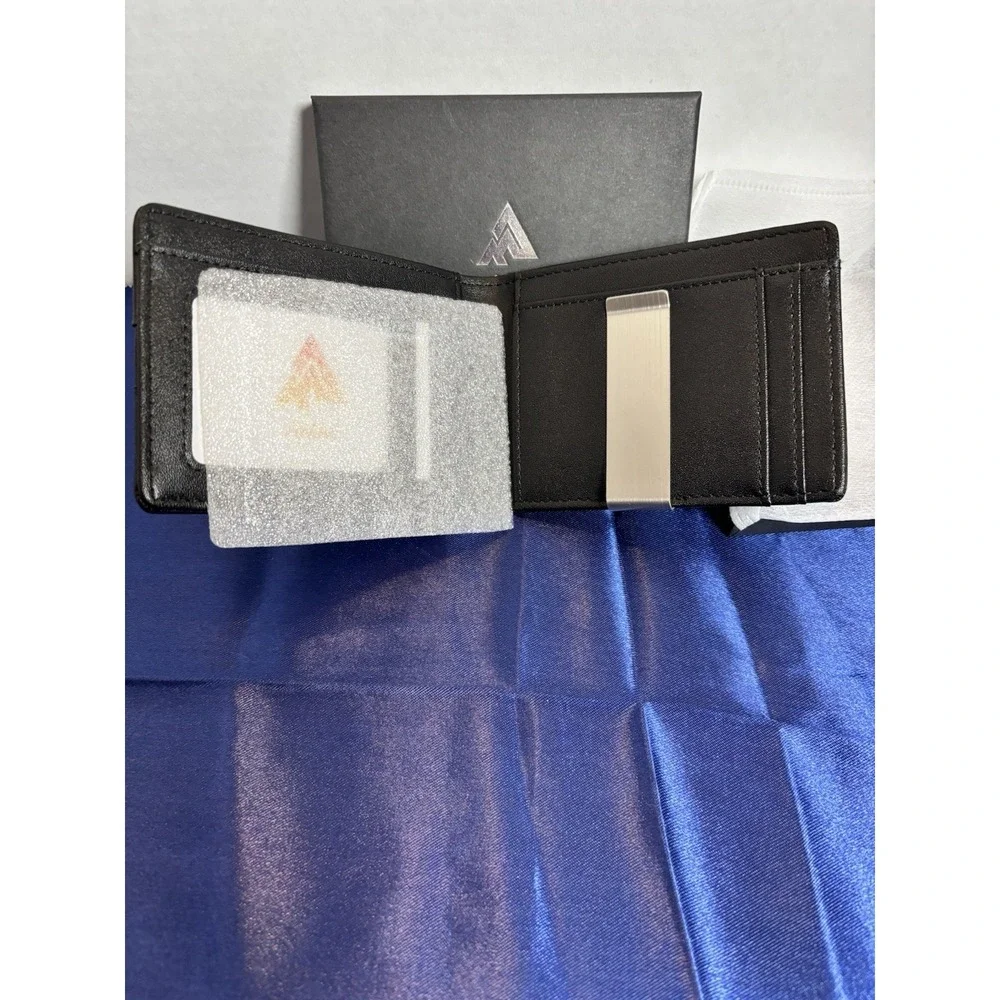 Aplihs Men's Black RFID Bifold Wallet Money Clip ID Window Gift Box New[J]